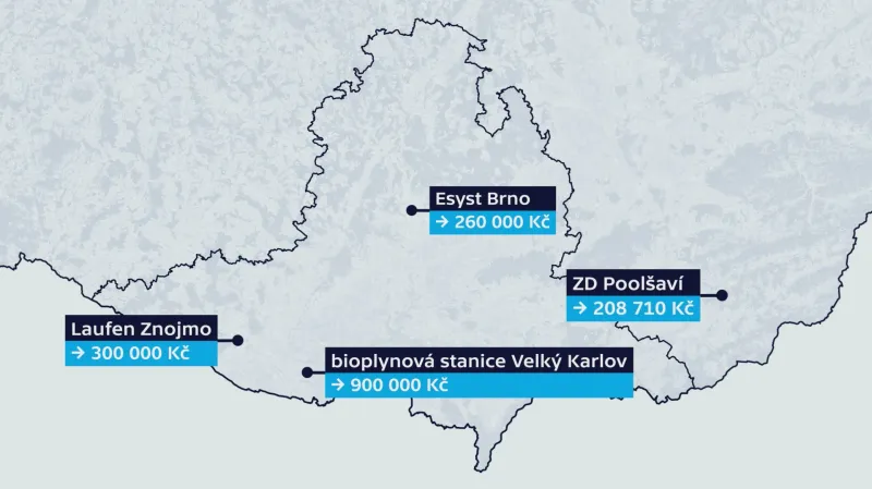 Pokuty, které udělila ČIŽP firmám na JM za rok 2017