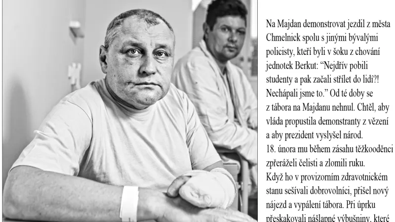 Zraněný demonstrant z Majdanu