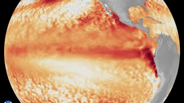 Aktuální data NOAA ukazují teplejší místa v Tichém oceánu