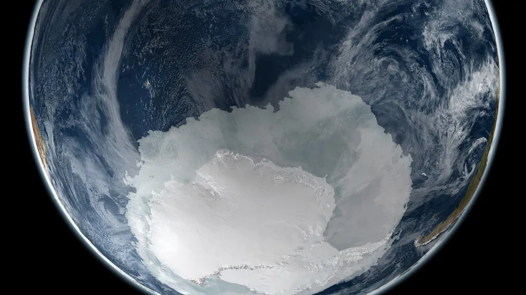 Antarktický led na vizualizaci NASA