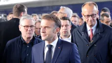 Emmanuel Macron, Keir Starmer a Friedrich Merz v Kyjevě