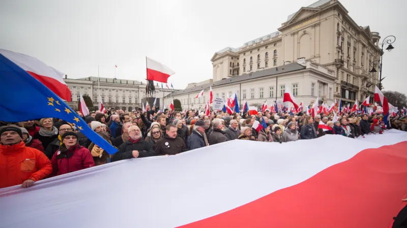 Protivládní demonstrace v Polsku