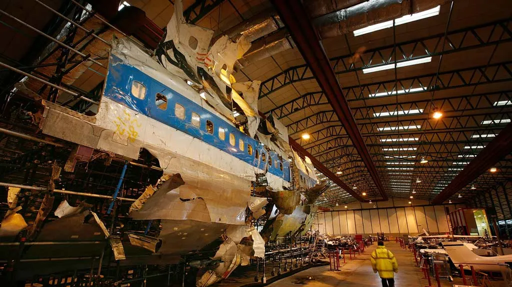 Trosky amerického letadla v Lockerbie