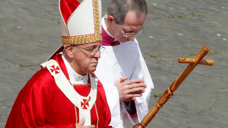 Papež František před bohoslužbou na Květnou neděli