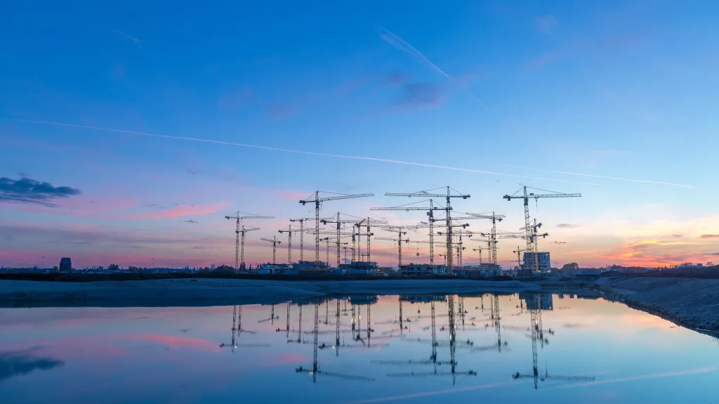 Výstavba Seestadt (Jezerního Města) u Aspern