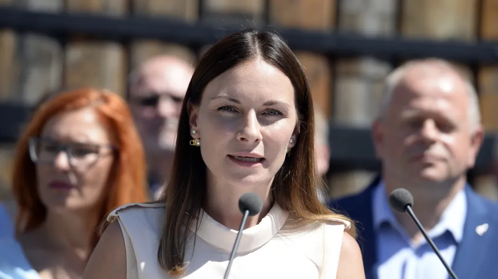 Natálie Vachatová během kandidatury za Trikoloru v roce 2021