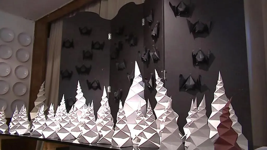 Origami - krápníková jeskyně s netopýry