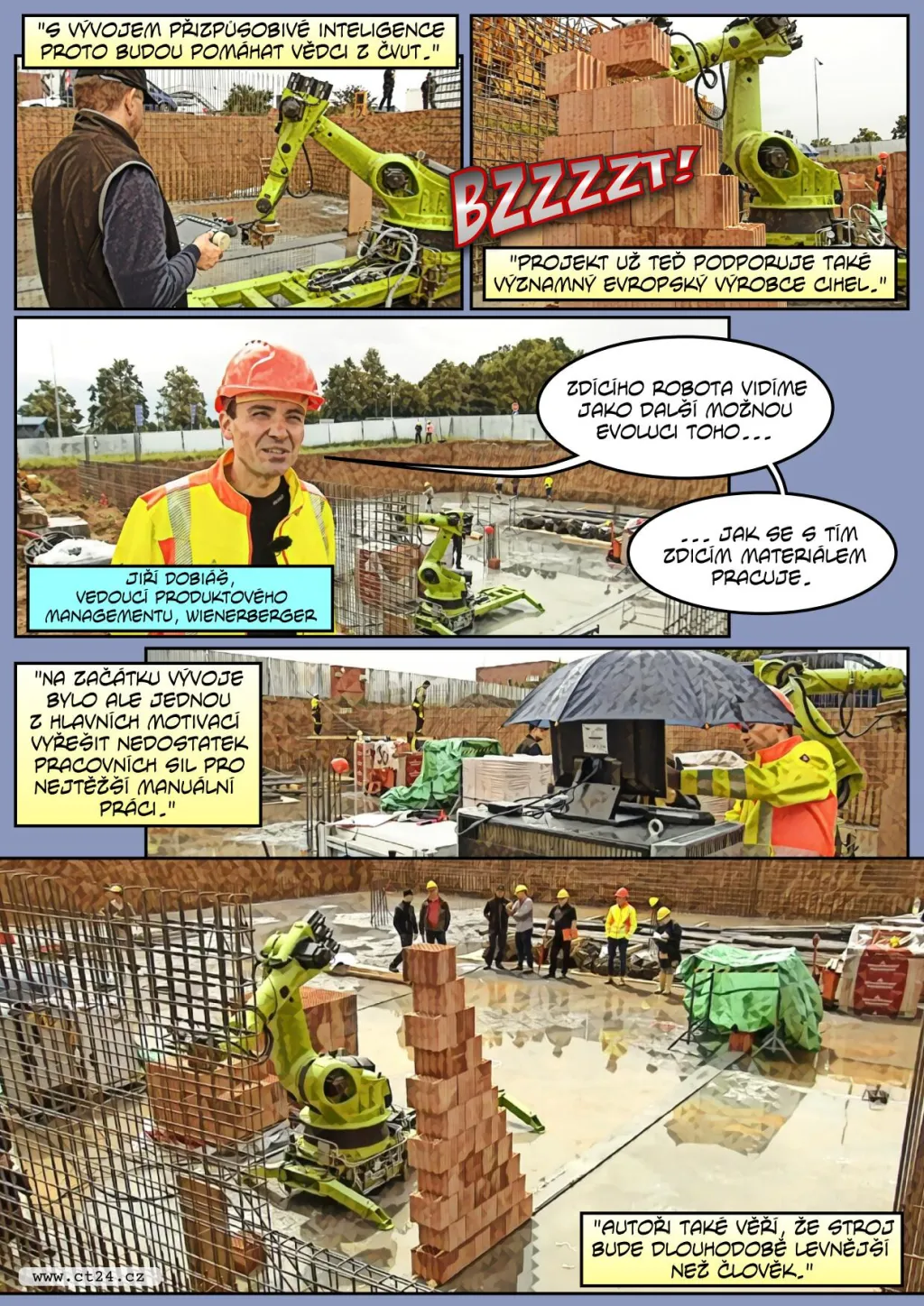 Stroj dělník. V Říčanech pomáhá při stavbě domů robot