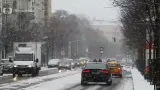 Pondělní sněžení v Praze