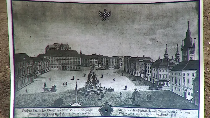 Historické vyobrazení Zelného trhu v Brně