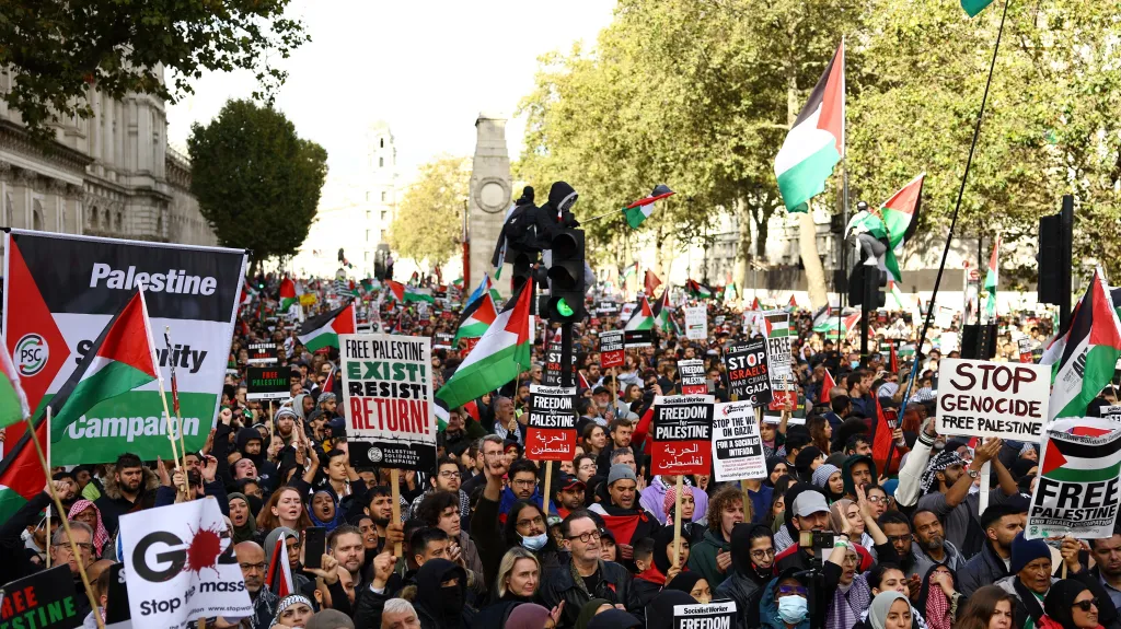 Propalestinský protest v Londýně