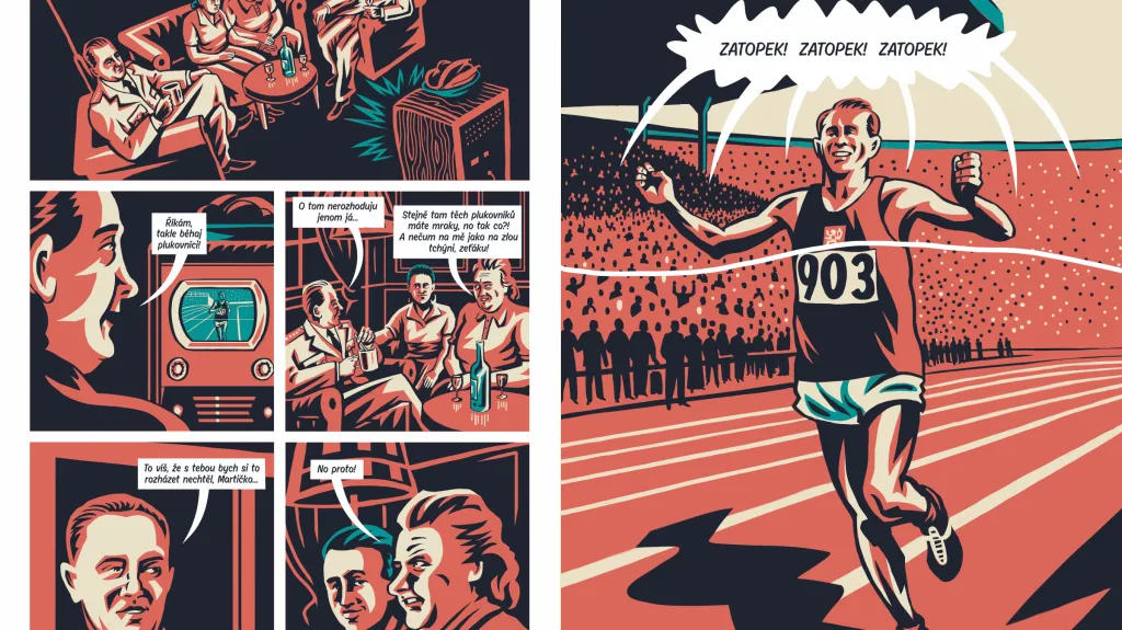 Emil Zátopek v komiksu od Jaromíra Švejdíka