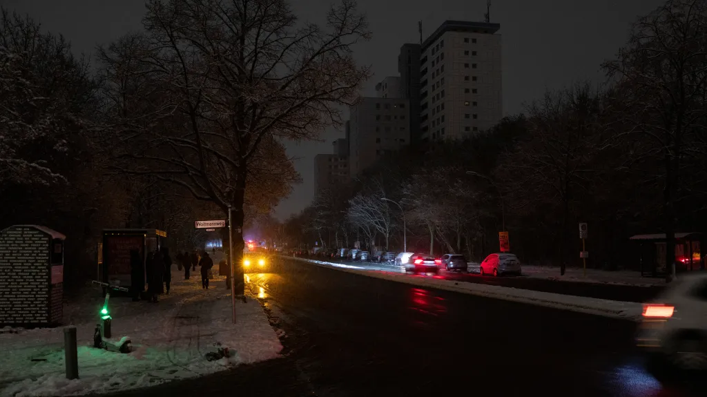 Berlínská čtvrť po výpadku proudu 3. ledna 2026