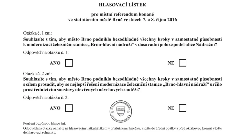 Podoba hlasovacího lístku