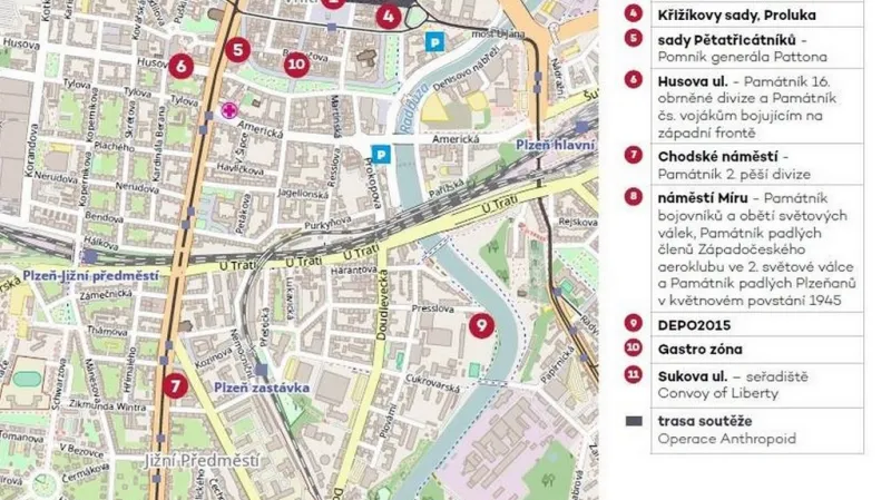 Plánek Slavností svobody v Plzni