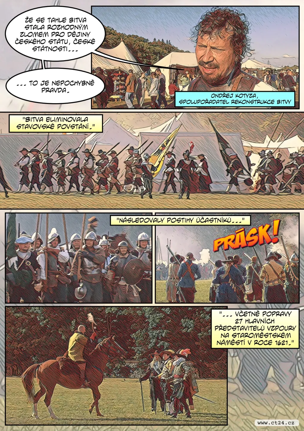 Na rekonstrukci bitvy na Bílé hoře se podílely stovky účinkujících