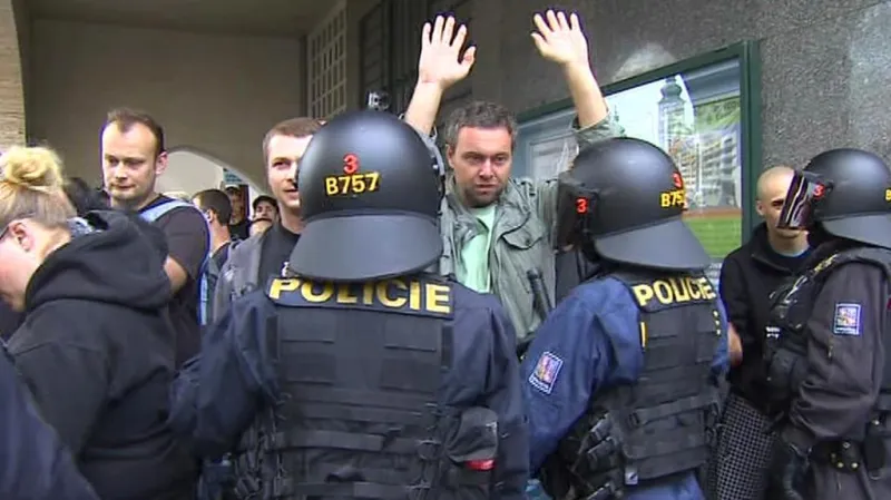 Protiromský demonstrant v Českých Budějovicích