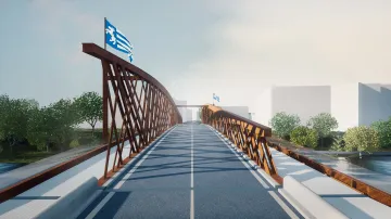 Vizualizace nového mostu přes řeku Ostravici v Ostravě