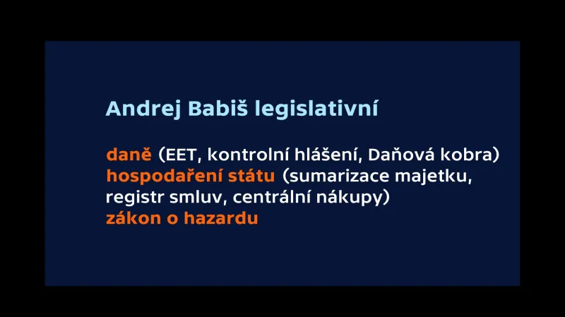 Babiš - legislativní návrhy