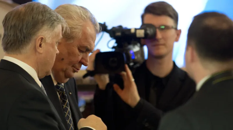 Prezident Miloš Zeman a Vladimir Jakunin v Praze