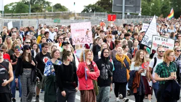 Protest proti krajně pravicové Alternativě pro Německo (AfD) v Rostocku