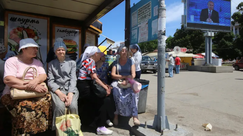 Putinova diskuse běžela živě na velkoplošných obrazovkách v Sevastopolu