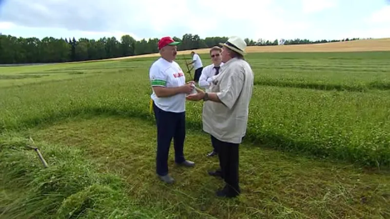 Lukašenko při družném hovoru s francouzským hercem