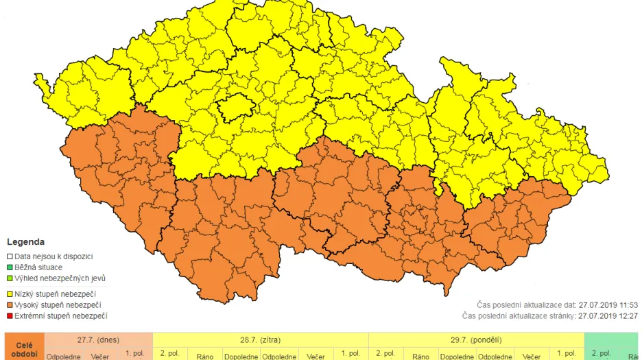 Výstraha před bouřkami (27. 7. 2019)