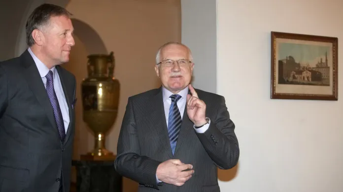 Předseda ODS Mirek Topolánek a prezident Václav Klaus