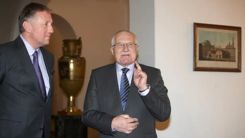 Předseda ODS Mirek Topolánek a prezident Václav Klaus