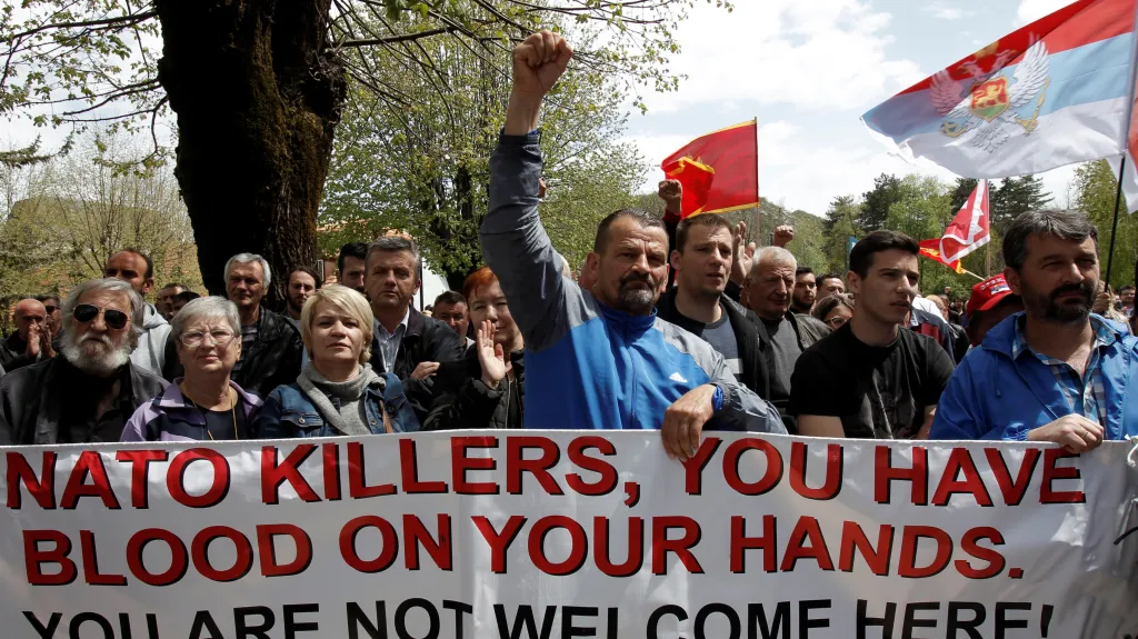 Demonstrace proti vstupu Černé Hory do NATO