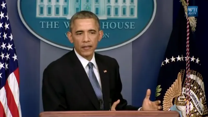 Barack Obama na předvánočním brífinku