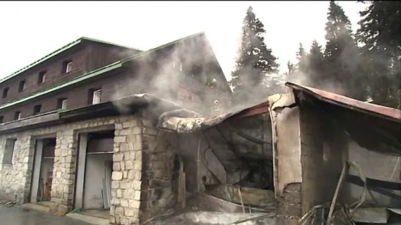 Požár horské chaty Barborka