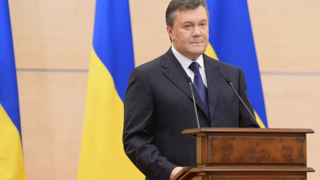Viktor Janukovyč během tiskové konference