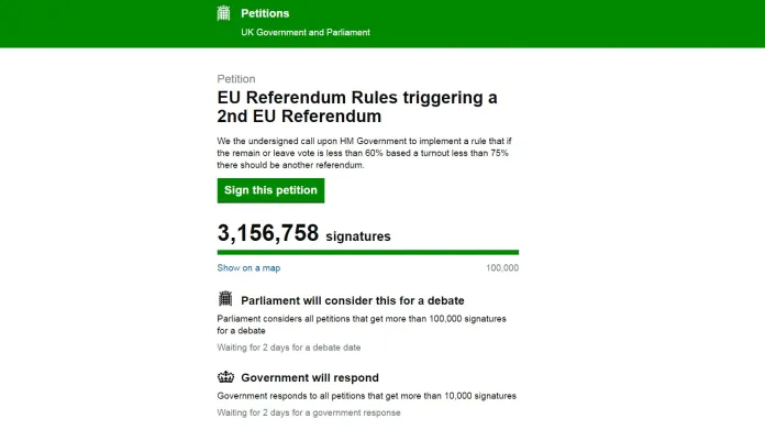Sociální sítě po brexitu ovládla petice za nové referendum
