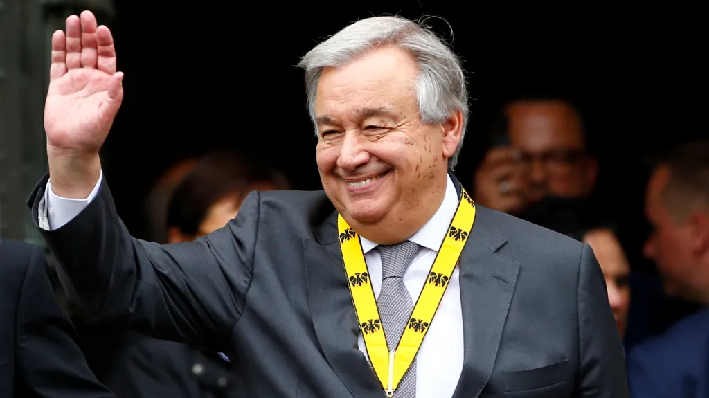 Guterres během slavnostního ceremoniálu k předání ceny