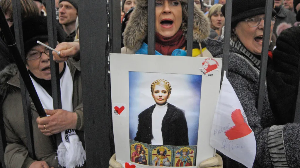 Demonstrace před odvolacím soudem v Kyjevě