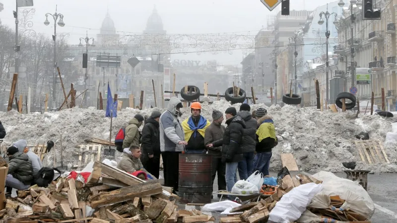 Barikády v centru Kyjeva