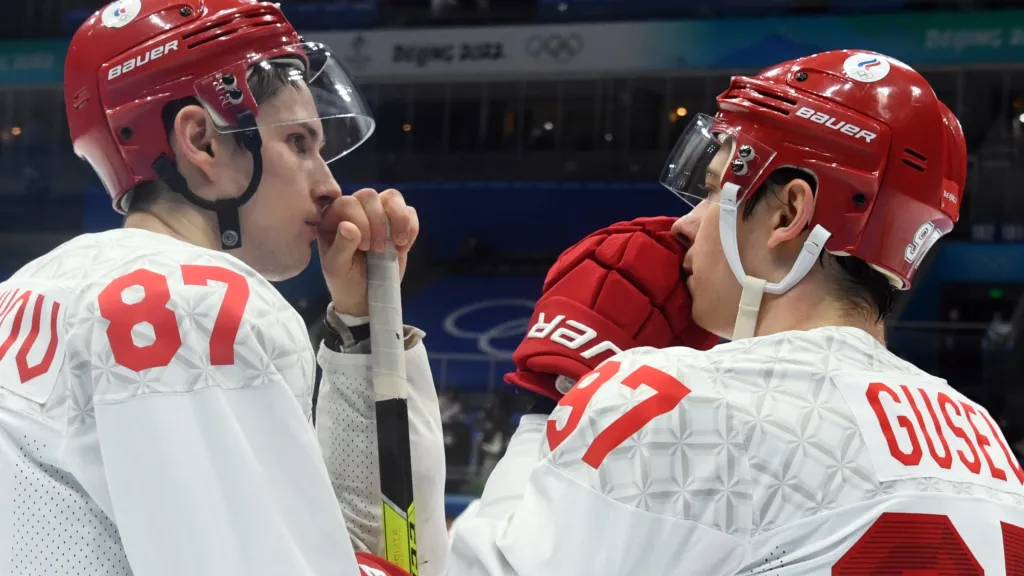 Ruští hokejisté na olympiádě v Pekingu 20. února 2022