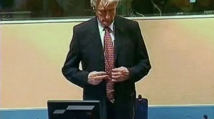 Bývalý bosenskosrbský vůdce Radovan Karadžić při druhém slyšení před Mezinárodním trestním tribunálem pro bývalou Jugoslávii (ICTY)