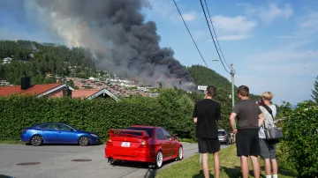 Požár u města Drammen na jihu Norska