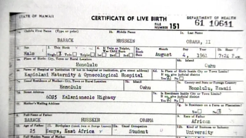 Rodný list Baracka Obamy