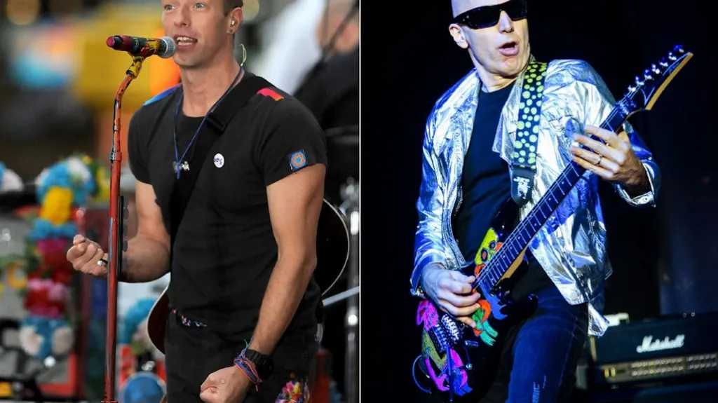 Joe Satriani (vpravo) žaloval Coldplay Chrise Martina za plagiátorství