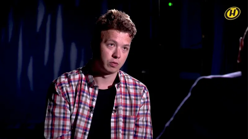 Raman Pratasevič při rozhovoru 4. června 2021