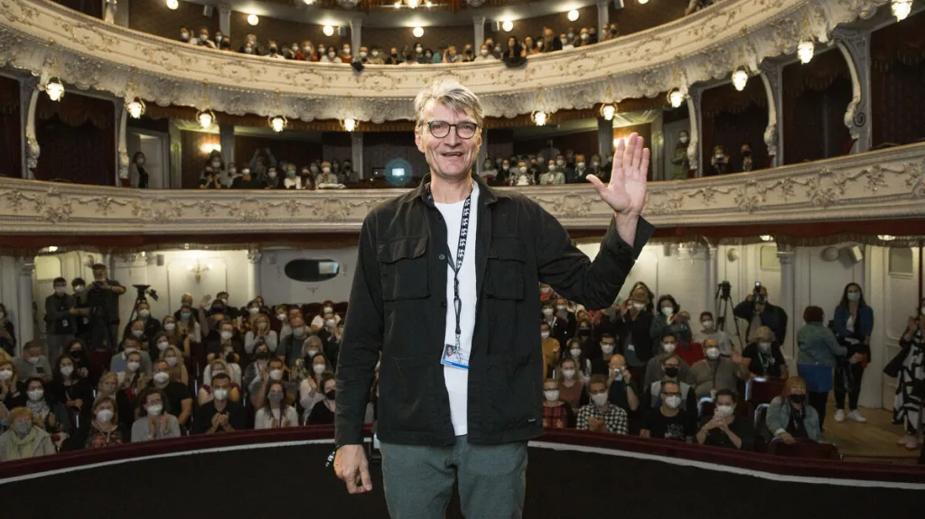 Jan Svěrák před projekcí filmu Jízda