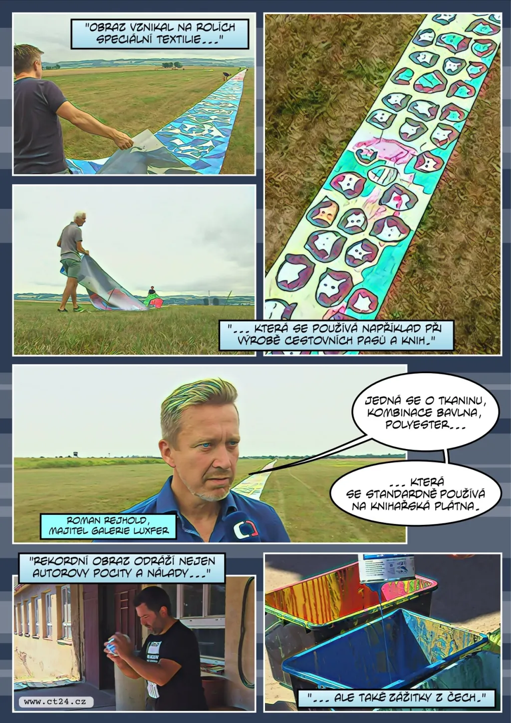 Nejdelší obraz v Česku má přes kilometr. Vystavovat ho museli na letišti