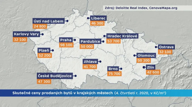Skutečné ceny prodaných bytů