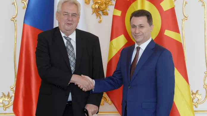 Prezident Miloš Zeman přivítal v Praze předsedu makedonské vlády Nikolu Gruevského (říjen 2014)