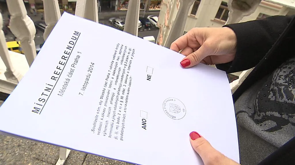 Hlasovací lístek - referendum o hazardu v Praze 1