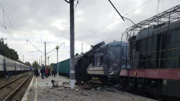 Vlak v Šostce po ruském útoku